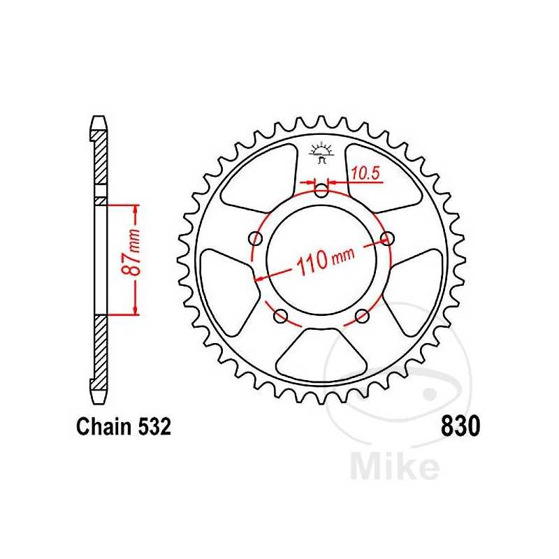 JT SPROCKETS Corona plato transmisión 46T P-532 Ø087 MM Ø110 727.42.69