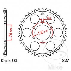 JT SPROCKETS Corona plato transmisión 52T P-532 Ø076 MM Ø100 727.39.64