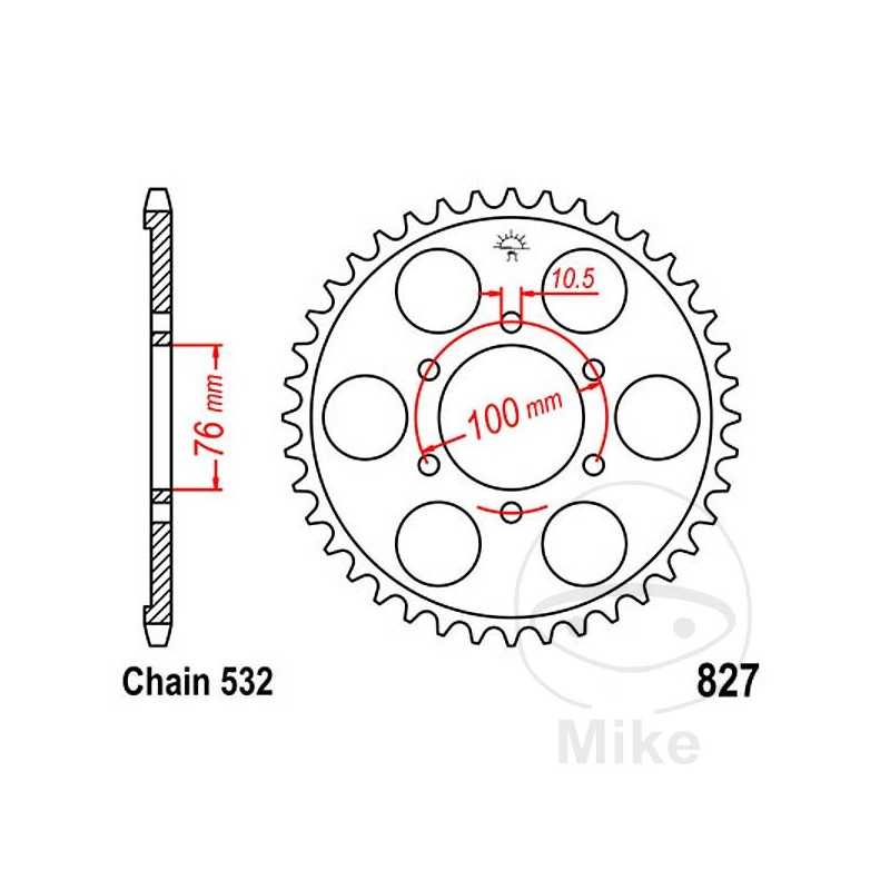 JT SPROCKETS Corona plato transmisión 52T P-532 Ø076 MM Ø100 727.39.64