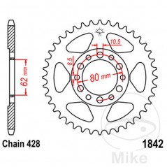 JT SPROCKETS Corona plato transmisión 51T P-428 Ø062 MM Ø080 727.69.91