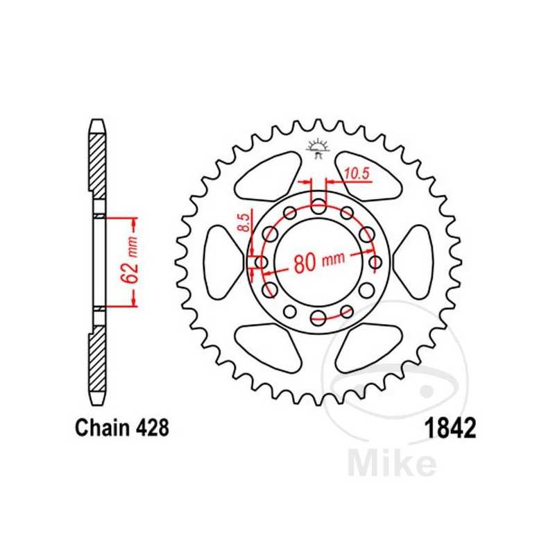 JT SPROCKETS Corona plato transmisión 51T P-428 Ø062 MM Ø080 727.69.91