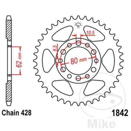 JT SPROCKETS Corona plato transmisión 51T P-428 Ø062 MM Ø080 727.69.91