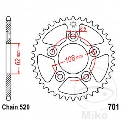 JT SPROCKETS Corona plato transmisión 40T P-520 Ø62 MM Ø108 727.67.69