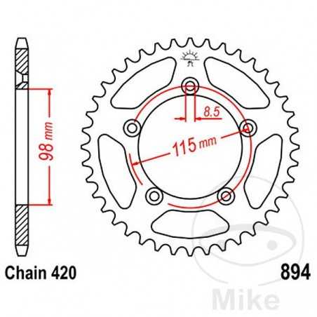 JT SPROCKETS Corona plato transmisión 50T P-420 Ø098 MM Ø115 727.89.71