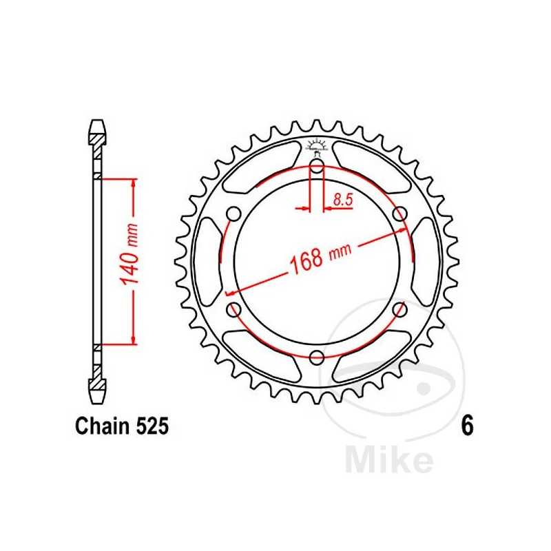 JT SPROCKETS Corona plato transmisión 47T P-525 Ø140 MM Ø168 727.69.75