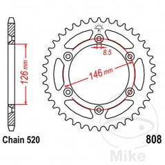 JT SPROCKETS Corona plato transmisión 47T P-520 Ø126 MM Ø146 727.66.29