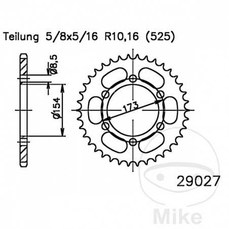 ESJOT Corona plato transmisión 43T P-525 Ø154 MM Ø173 727.68.84