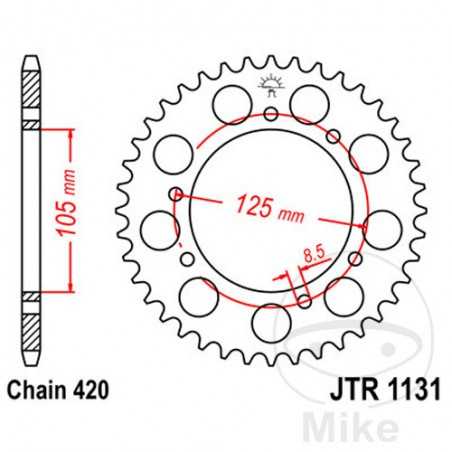 JT SPROCKETS Transmission plate crown 65T P-420 Ø105 MM Ø125 727.86.90