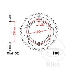 JT SPROCKETS Corona plato transmisión 40T P-520 Ø134 MM Ø160 727.09.09