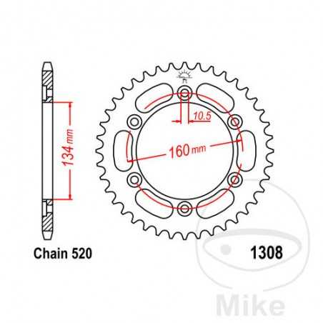 JT SPROCKETS Transmission plate crown 40T P-520 Ø134 MM Ø160 727.09.09