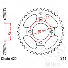 JT SPROCKETS Corona plato transmisión 40T P-420 Ø54 MM Ø70 727.90.09