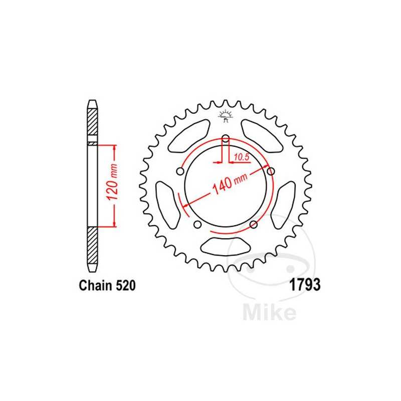 JT SPROCKETS Corona plato transmisión 42T P-520 Ø120 MM Ø140 727.90.52
