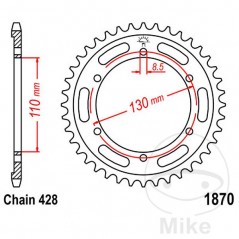 JT SPROCKETS Corona plato transmisión 46T P-428 Ø110 MM Ø130 727.65.61