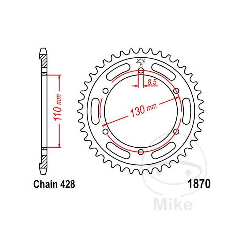 JT SPROCKETS Corona plato transmisión 46T P-428 Ø110 MM Ø130 727.65.61