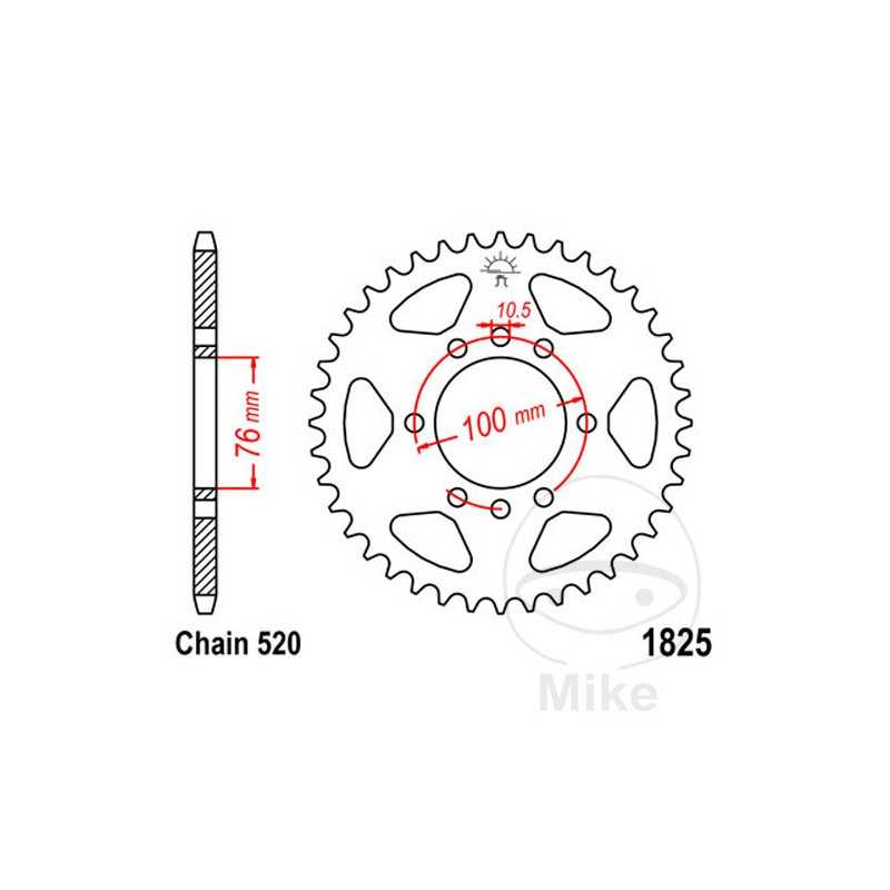 JT SPROCKETS Transmission plate crown 42T P-520 Ø076 MM Ø100 727.91.44