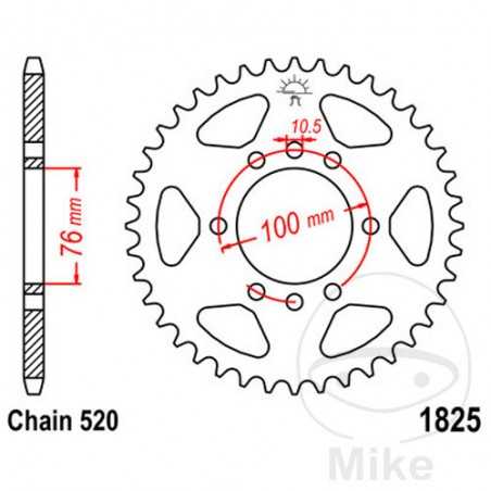 JT SPROCKETS Transmission plate crown 42T P-520 Ø076 MM Ø100 727.91.44