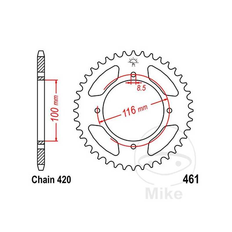 JT SPROCKETS Corona plato transmisión 51T P-420 Ø100 MM Ø116 727.05.64