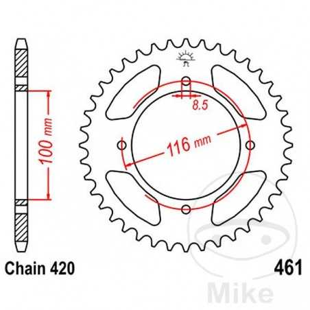 JT SPROCKETS Corona plato transmisión 51T P-420 Ø100 MM Ø116 727.05.64