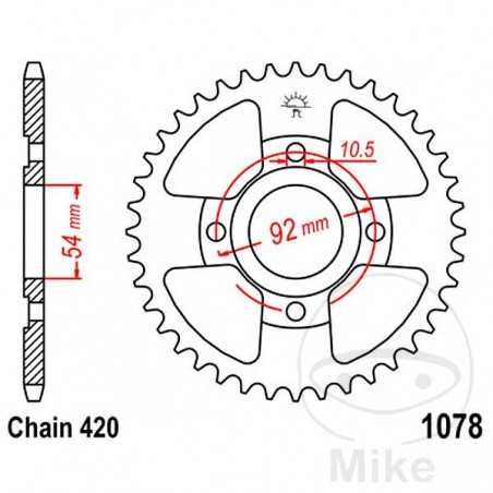 JT SPROCKETS Transmission plate crown 47T P-420 Ø054 MM Ø092 727.33.04