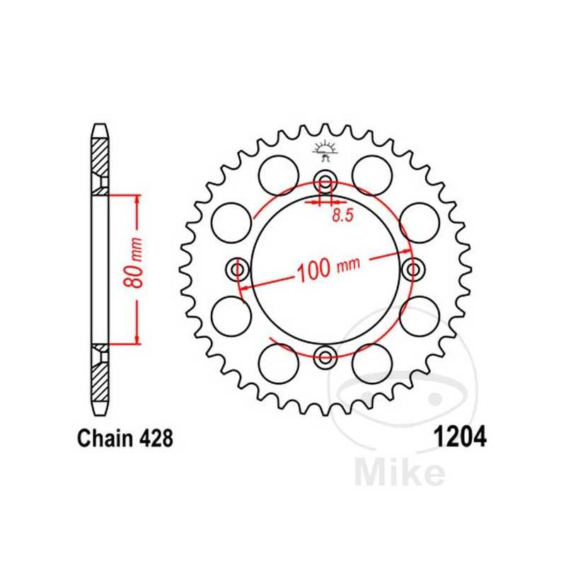 JT SPROCKETS Corona plato transmisión 50T P-428 Ø080 MM Ø100 727.52.25