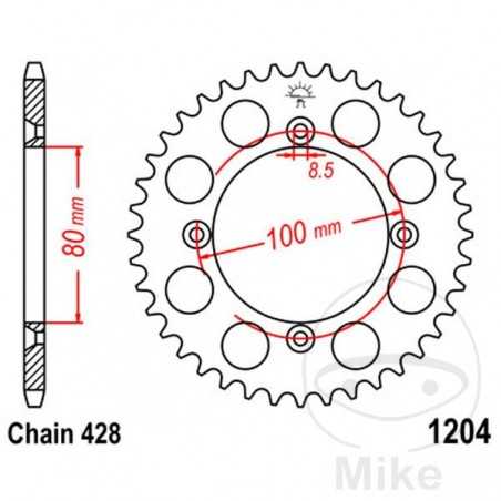 JT SPROCKETS Corona plato transmisión 50T P-428 Ø080 MM Ø100 727.52.25