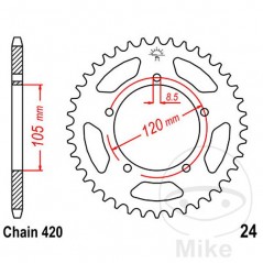 JT SPROCKETS Corona plato transmisión 51T P-420 Ø105 MM Ø120 727.15.88