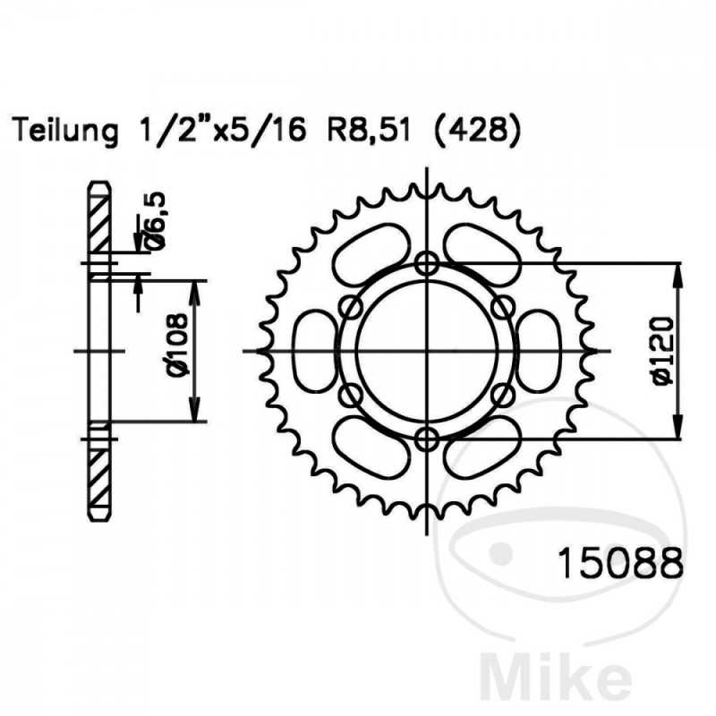 ESJOT Corona plato transmisión 49T P-428 Ø108 MM Ø120 727.01.47