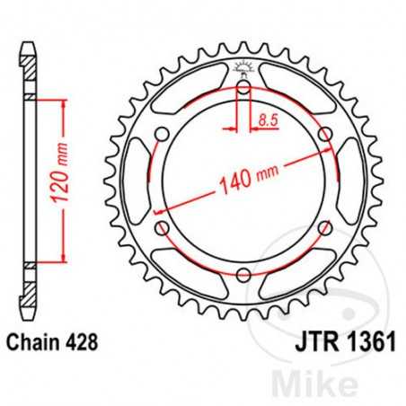 JT SPROCKETS Corona plato transmisión 50T P-428 Ø120 MM Ø140 727.01.62