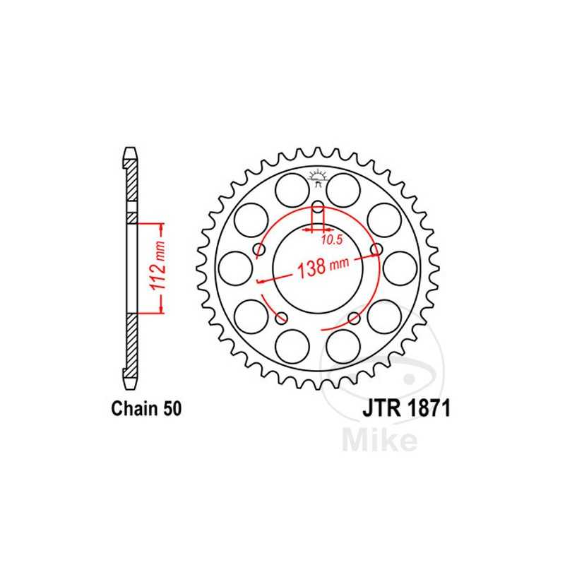 JT SPROCKETS Corona plato transmisión 48T P-530 Ø112 MM Ø138 727.13.31
