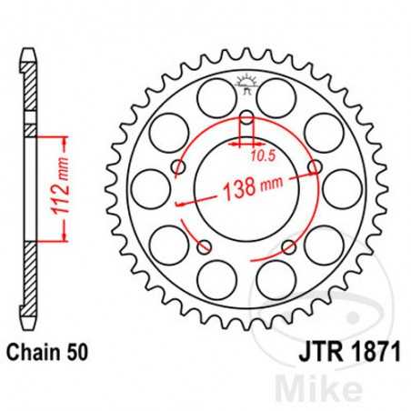 JT SPROCKETS Corona plato transmisión 48T P-530 Ø112 MM Ø138 727.13.31