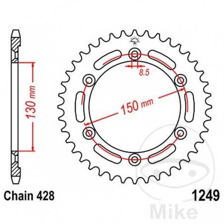 JT SPROCKETS Transmission plate crown 51T P-428 Ø130 MM Ø150 727.02.00