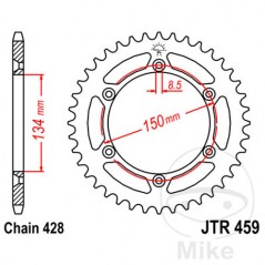 JT SPROCKETS Corona plato transmisión 52T P-428 Ø134 MM Ø150 727.02.58