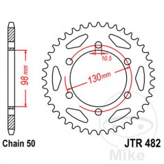 JT SPROCKETS Corona plato transmisión 47T P-530 Ø098 MM Ø130 727.02.64