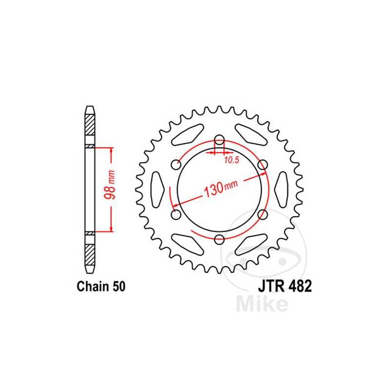 JT SPROCKETS Corona plato transmisión 47T P-530 Ø098 MM Ø130 727.02.64