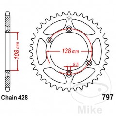 JT SPROCKETS Corona plato transmisión 57T P-428 Ø108 MM Ø128 727.31.47