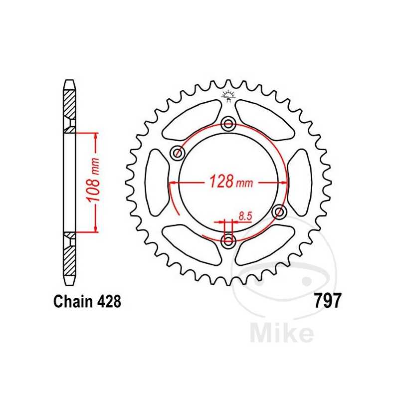 JT SPROCKETS Corona plato transmisión 57T P-428 Ø108 MM Ø128 727.31.47
