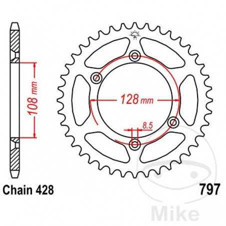 JT SPROCKETS Transmission plate crown 57T P-428 Ø108 MM Ø128 727.31.47