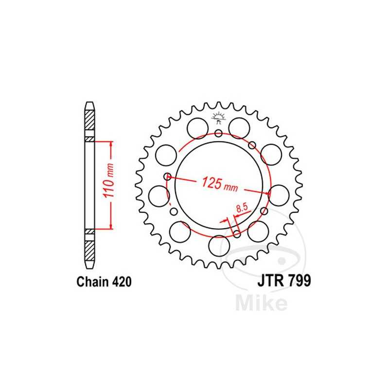 JT SPROCKETS Corona plato transmisión 50T P-420 Ø110 MM Ø125 727.02.74