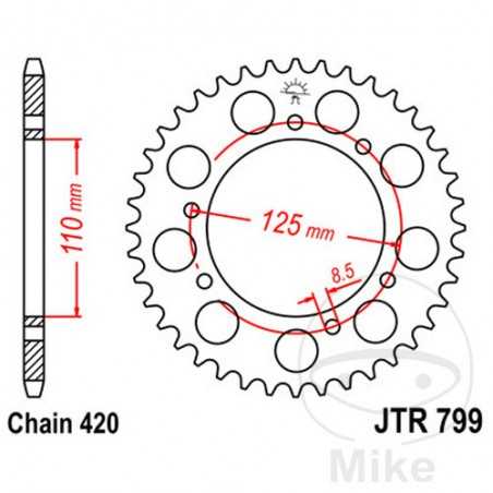 JT SPROCKETS Corona plato transmisión 50T P-420 Ø110 MM Ø125 727.02.74