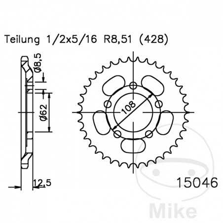ESJOT Corona plato transmisión 49T P-428 Ø062 MM Ø108 727.02.83
