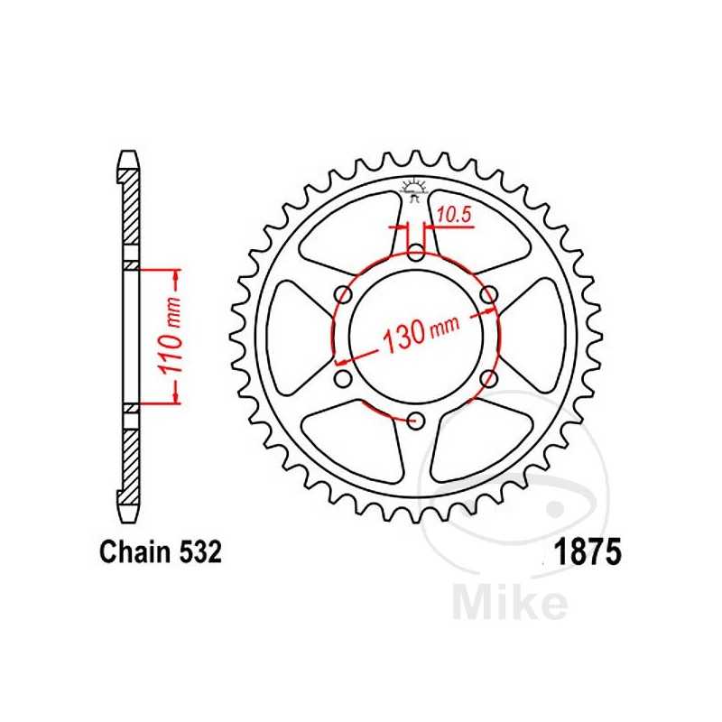 JT SPROCKETS Corona plato transmisión 48T P-532 Ø110 MM Ø130 727.03.09