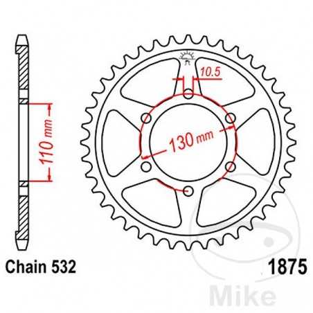 JT SPROCKETS Corona plato transmisión 48T P-532 Ø110 MM Ø130 727.03.09