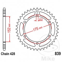 JT SPROCKETS Corona plato transmisión 53T P-428 Ø152 MM Ø175 727.68.01