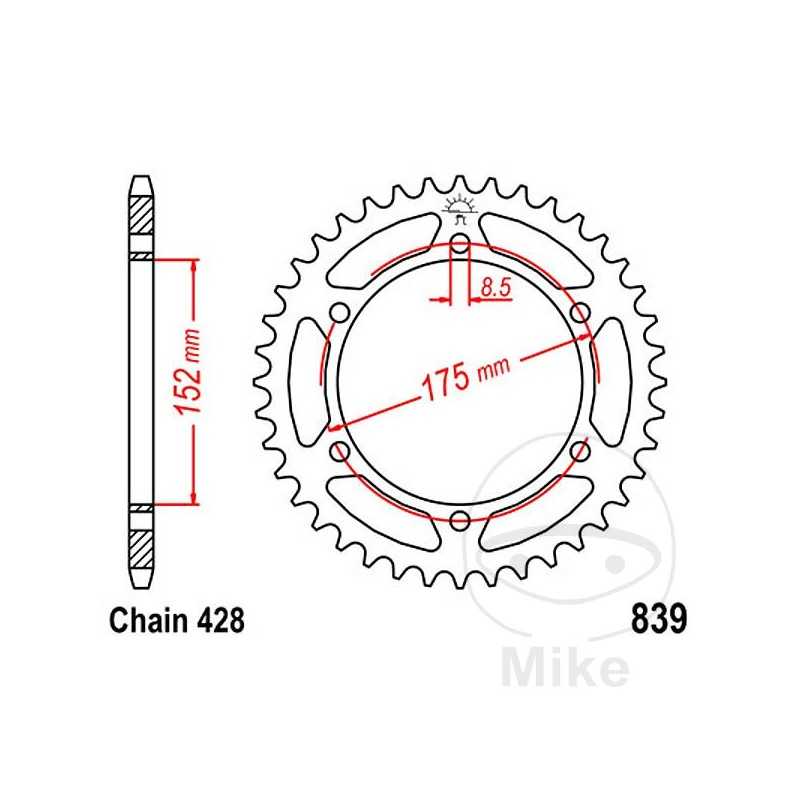 JT SPROCKETS Corona plato transmisión 53T P-428 Ø152 MM Ø175 727.68.01