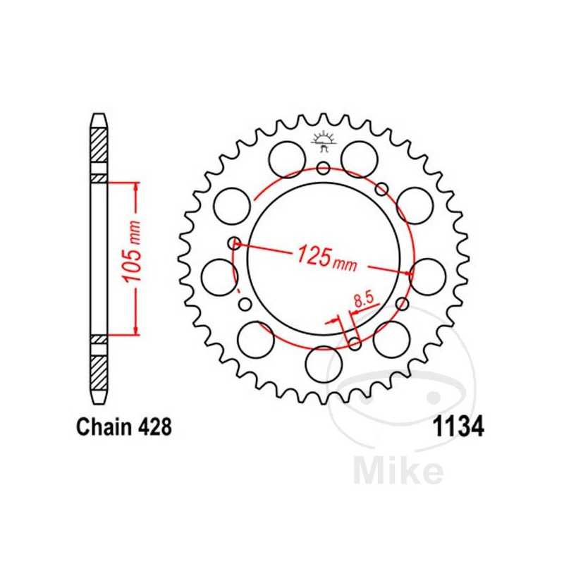 JT SPROCKETS Corona plato transmisión 50T P-428 Ø105 MM Ø125 727.37.41