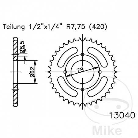 ESJOT Corona plato transmisión 37T P-420 Ø62 MM Ø78 727.00.99