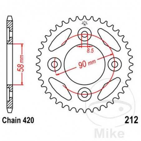 JT SPROCKETS Corona plato transmisión 35T P-420 Ø58 MM Ø90 727.20.57