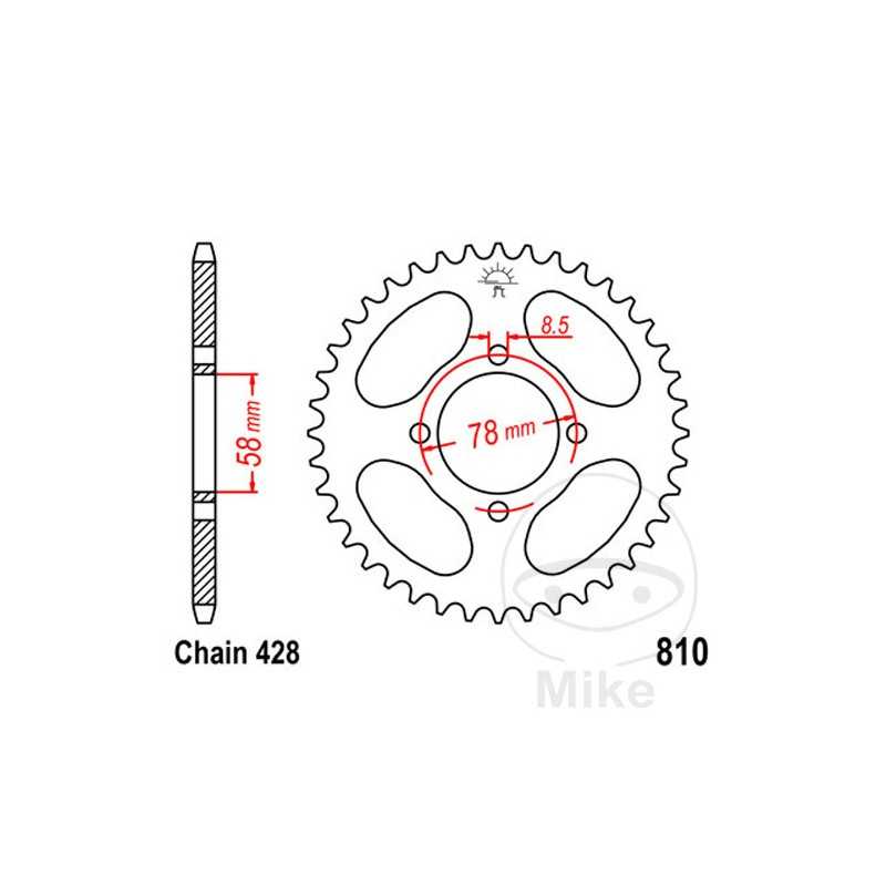 JT SPROCKETS Corona plato transmisión 46T P-428 Ø058 MM Ø078 727.24.04