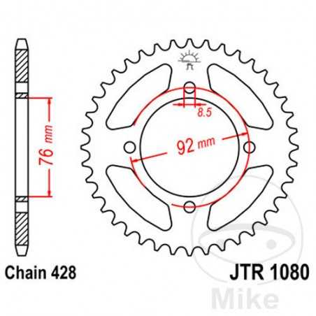 JT SPROCKETS Transmission plate crown 39T P-428 Ø76 MM Ø92 727.01.53