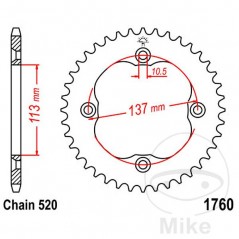 JT SPROCKETS Corona plato transmisión 35T P-520 Ø113 MM Ø137 727.03.43